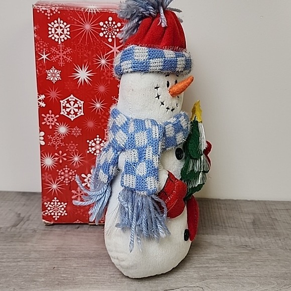 Vintage Fiber Optic Glowing‎ Christmas Plushees Snowman 11" Hanging Standing - Picture 10 of 11
